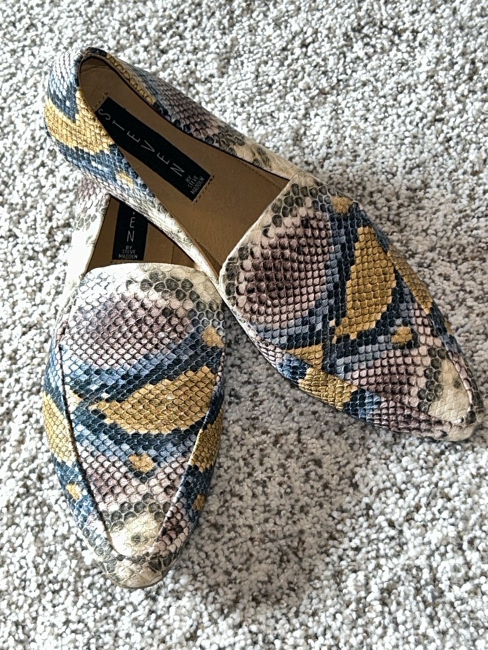 Steven by Steve Madden Snake-Print Slip-On Haylie Loafers